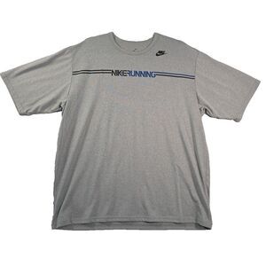 Nike Running Shirt Dri-Fit Men's Size XL Lightweight Grey Spellout